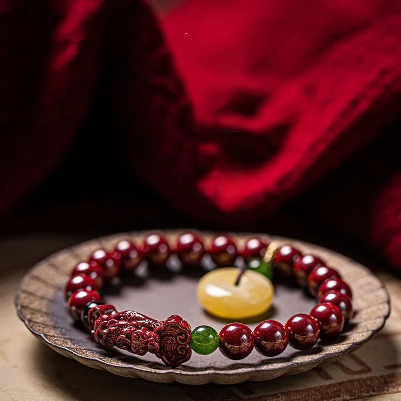 WUMZK Reconstructed Cinnabar Bracelets Unisex-1