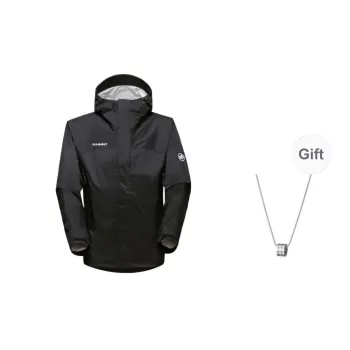MAMMUT Waterproof And Windproof Windbreaker Jacket Unisex Black Comes With Necklace
