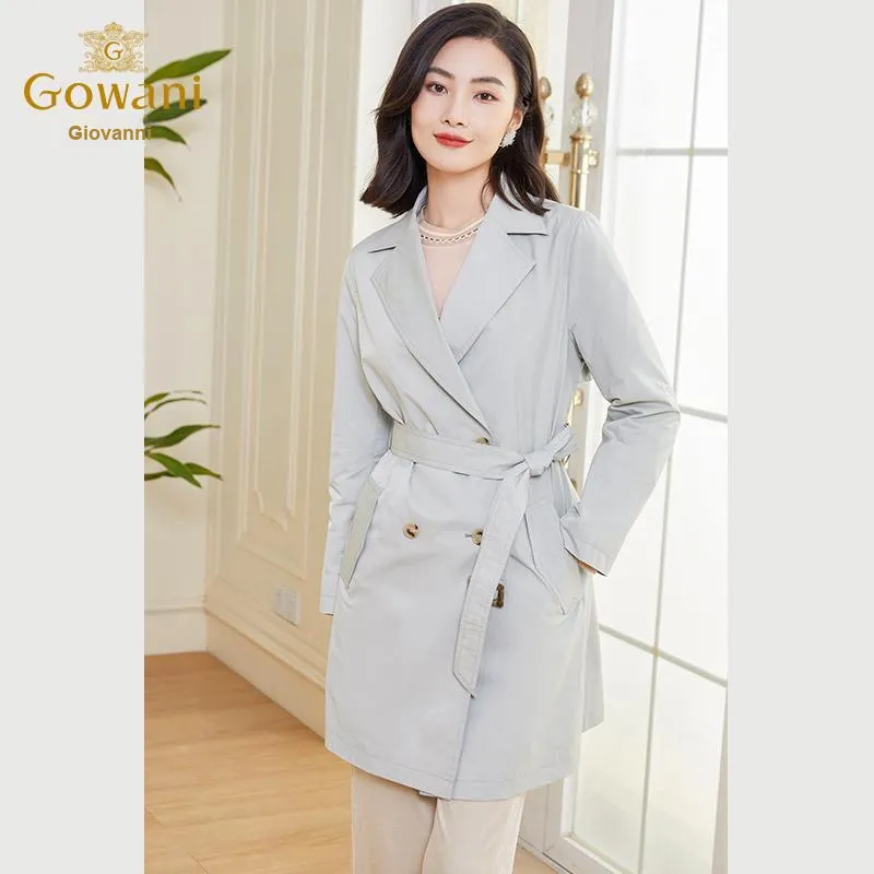 QIAOWANNI Trench Coats Women's Arugula Green-2