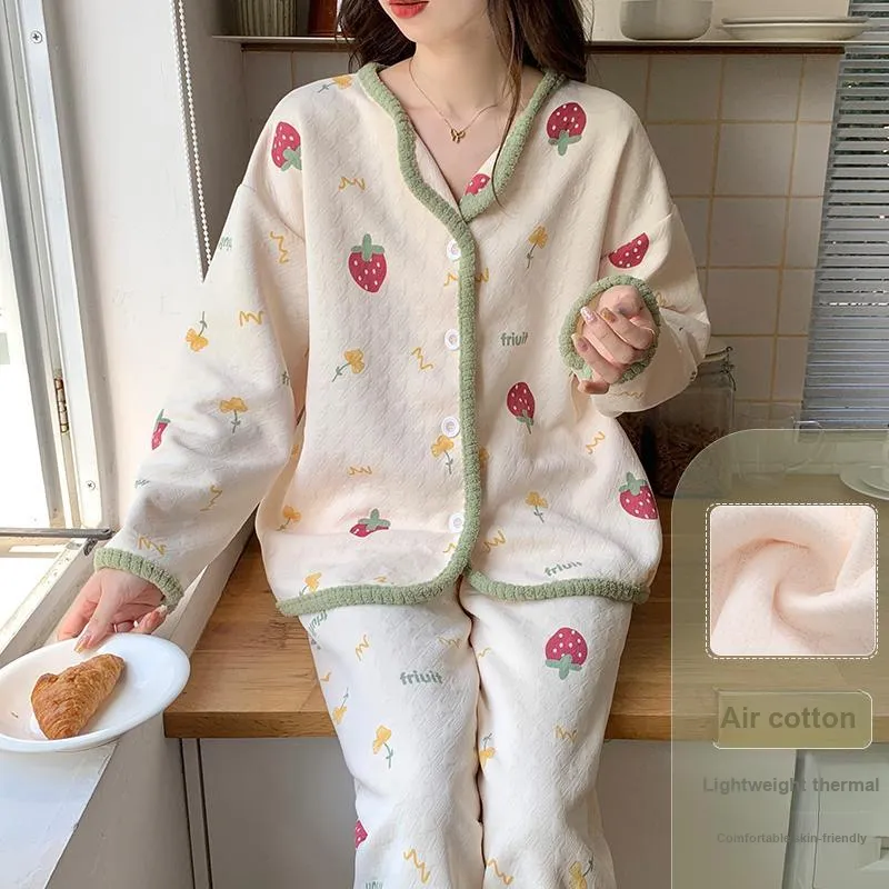 XIAFENYAN Pajama Set Women's Apricot-5