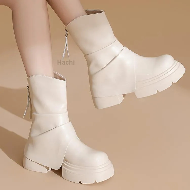 DAPHNE Ankle Boots Women's Ecru/Black-6