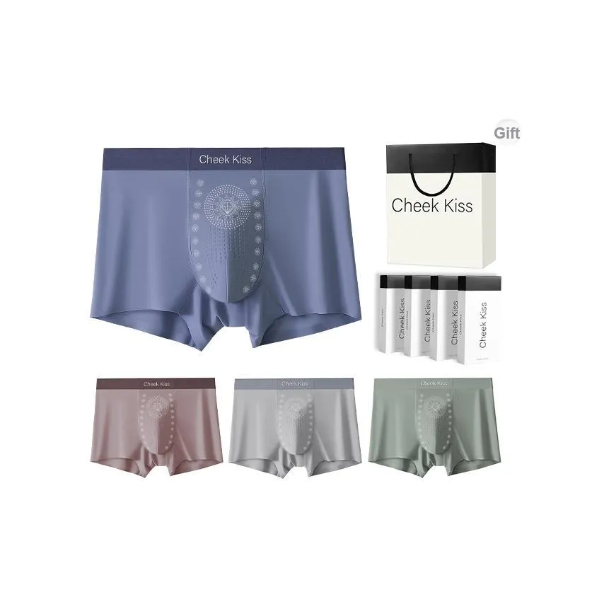 Cheekkiss Мужское нижнее белье массаж брюки летние тонкие быстросохнущие ледяной шелк дышащие бесшовные 4 шт брюки с четырьмя углами