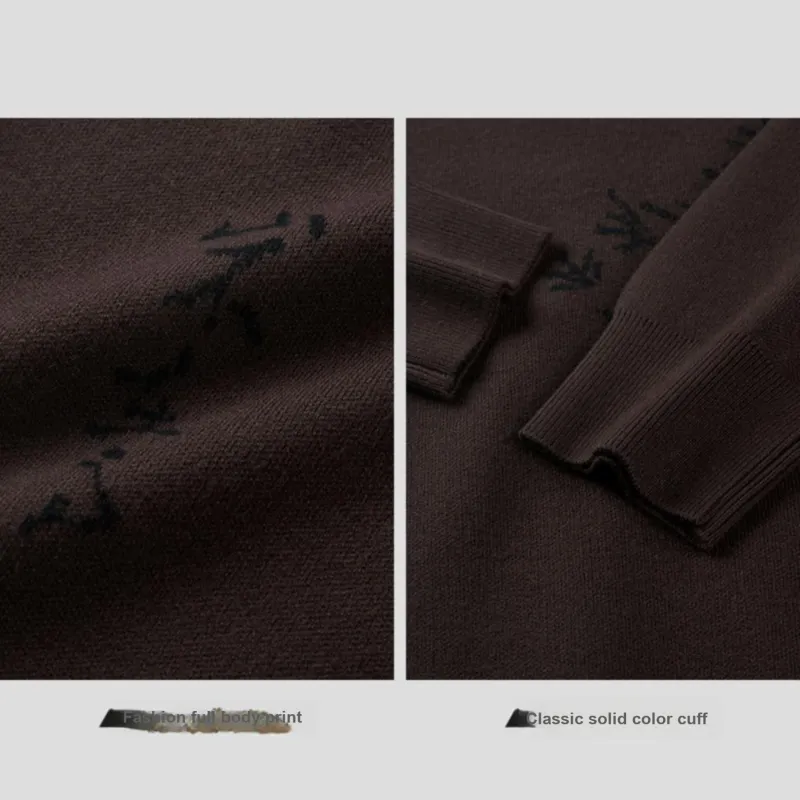 HLA Knitwear Men Red Brown Pattern 86-2