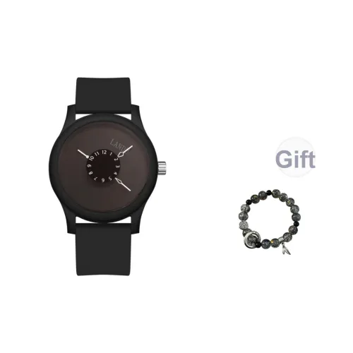 LANDU Кварцевый механизм Резиновый ремешок Часы Мужские часы Черный циферблат