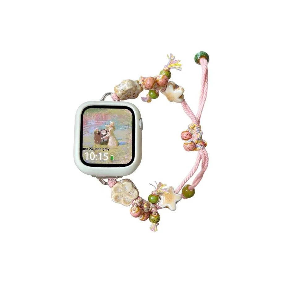 CHUANGYIDA Ремень Apple Совместимость Керамика Ткани вязаные Бусины с Rope Материал