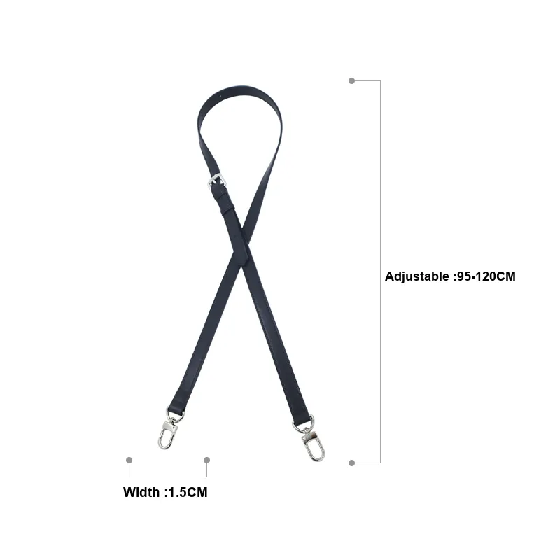 Cow Leather Bag Strap Women's Black-1