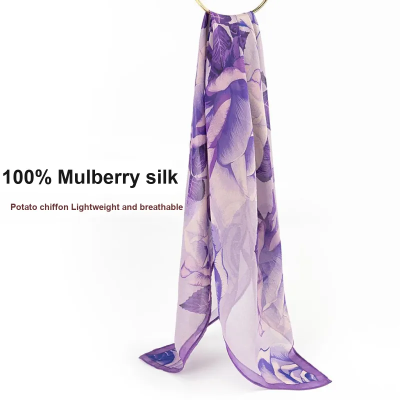 Shanghai Story 100% Mulberry Silk Silk Scarves Women's Ethereal Beauty Shadow Gift Box Set-4