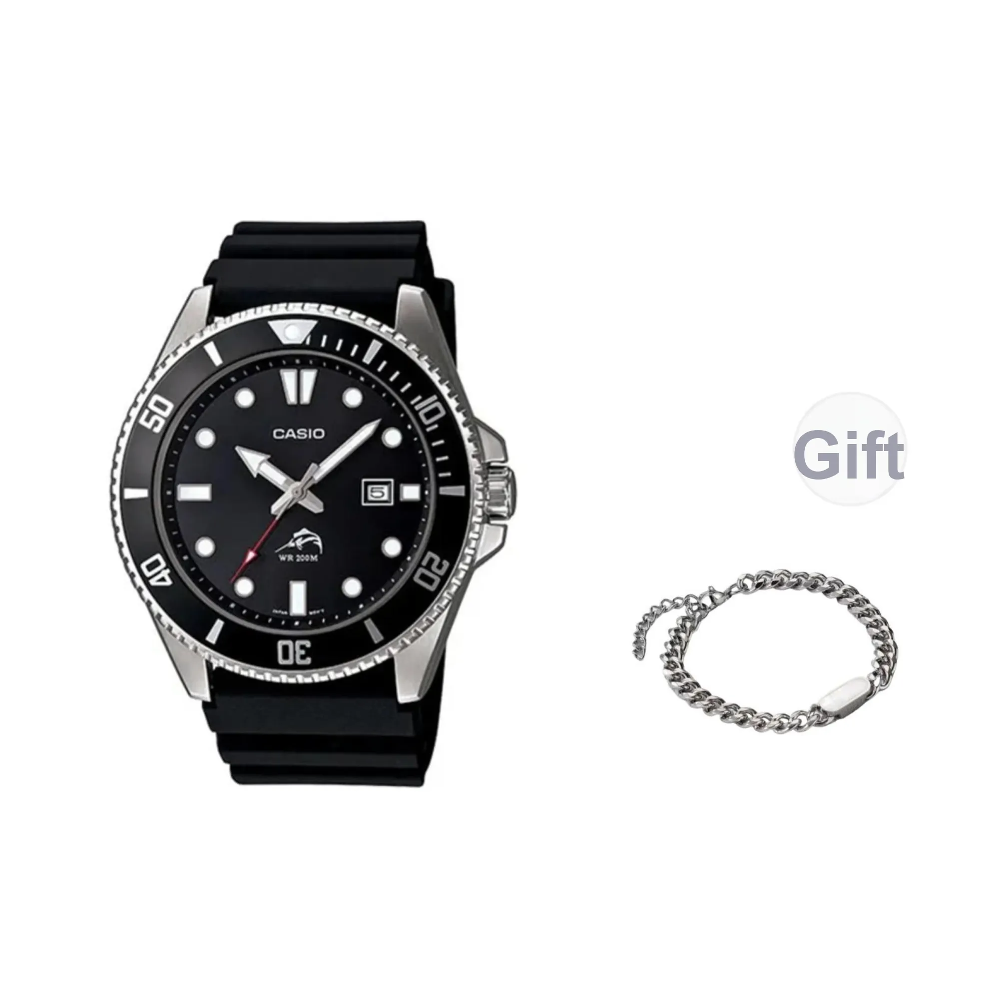 CASIO Кварцевый механизм Смольный ремешок Часы для мужчин Черный циферблат