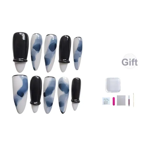 Еще несколько милых Ручной работы Nail Art False Nail Овальный Синий Смужка Французский