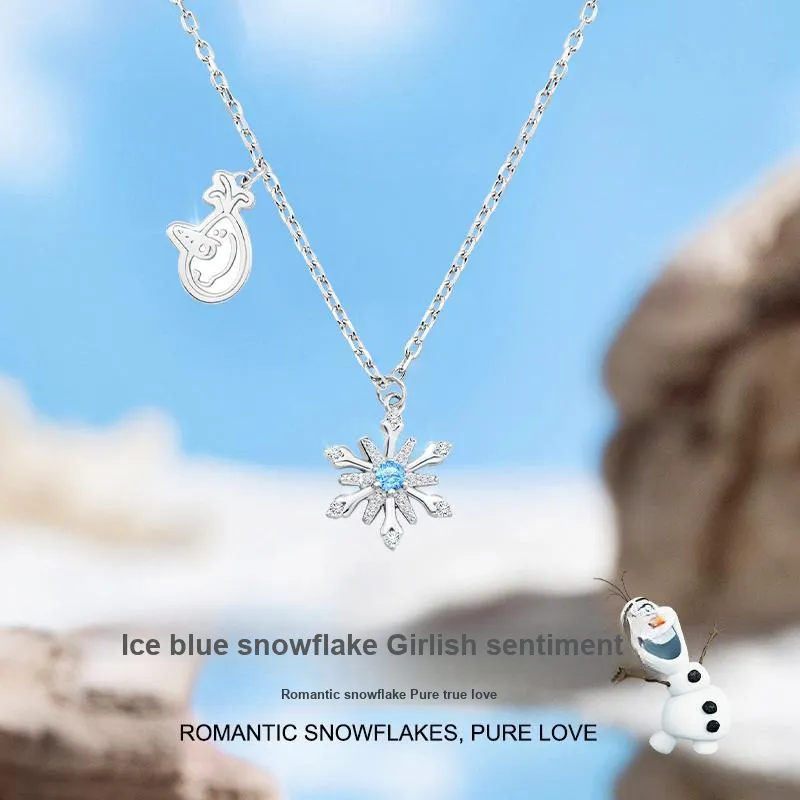 Disney S925 Silver Snowflake Necklace Women's-22