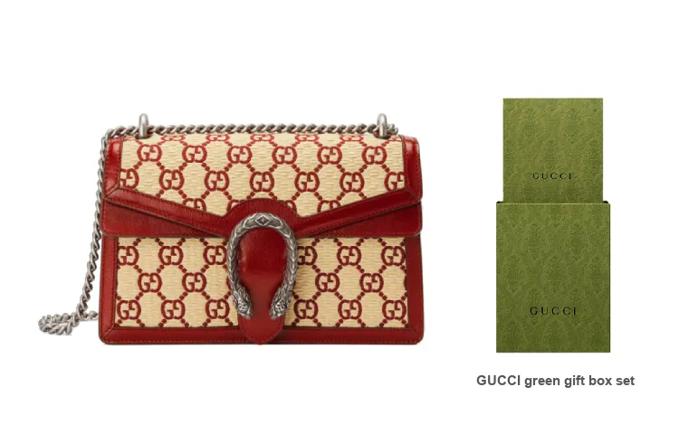 GUCCI Dionysus Leather Crossbody Bag Trumpets Women's Burgundy/Beige/Yellow/Color Block-7