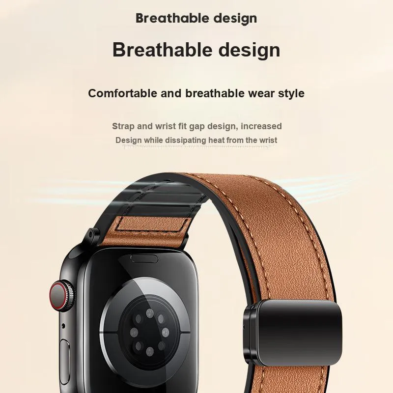 CHRROTA Watch Band Apple Compatibility Genuine Leather Material-3
