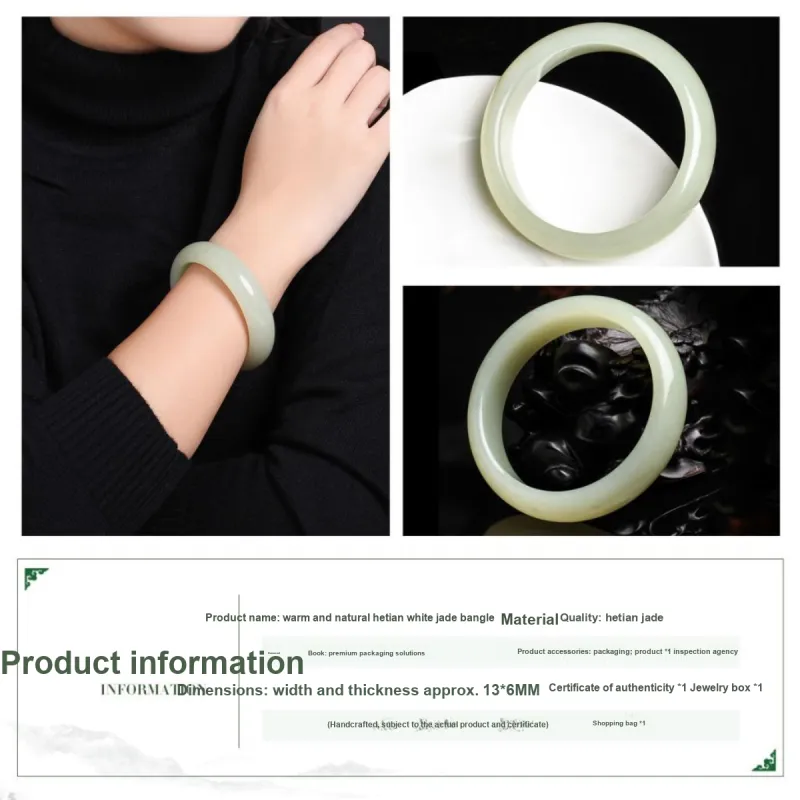 Oriental Jade Bangles Pale Greenish White Jade Women's-2
