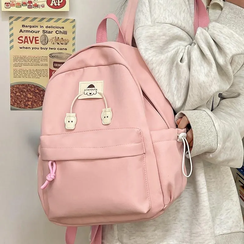 Cwatcun Polyester Backpack Unisex Ecru/Pink/Blue/Yellow/Black-5