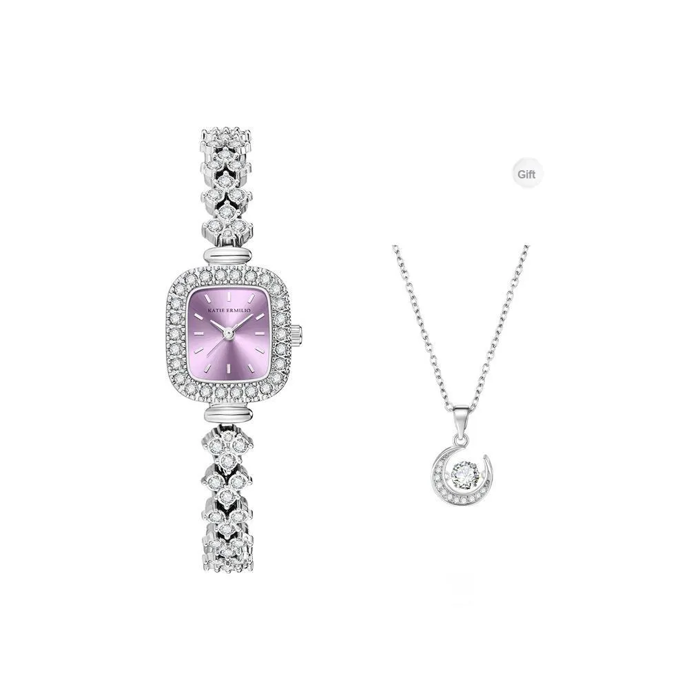 Katie Ermilio Sparkling Rock Candy Наручные часы Кварцевый механизм Розовый циферблат Женские часы Коробка признания в любви