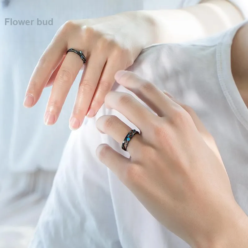HUAYA 925 Sterling Silver Rings Unisex Black-3