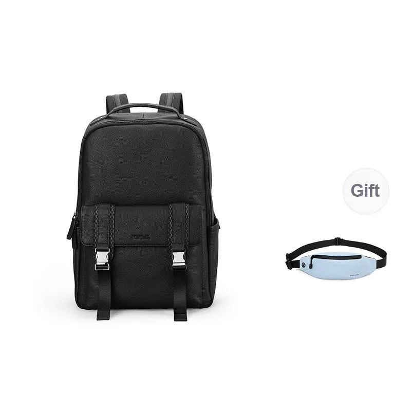 PIERRE CARDIN Top Grain Cow Leather Laptop Bag Backpack Tubas Men's Black-0