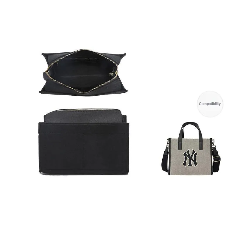 Felt Bag Insert Lining, Storage Mlb, Square Tote, Medium Bag, Zipper Support, Single Purchase, Bag Strap Women
s Beige