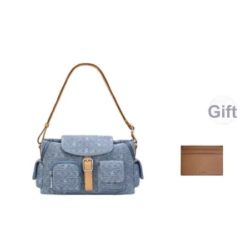 PECO Jacquard Denim Shoulder Bag, Crossbody Bag, Handbag Unisex Denim Blue