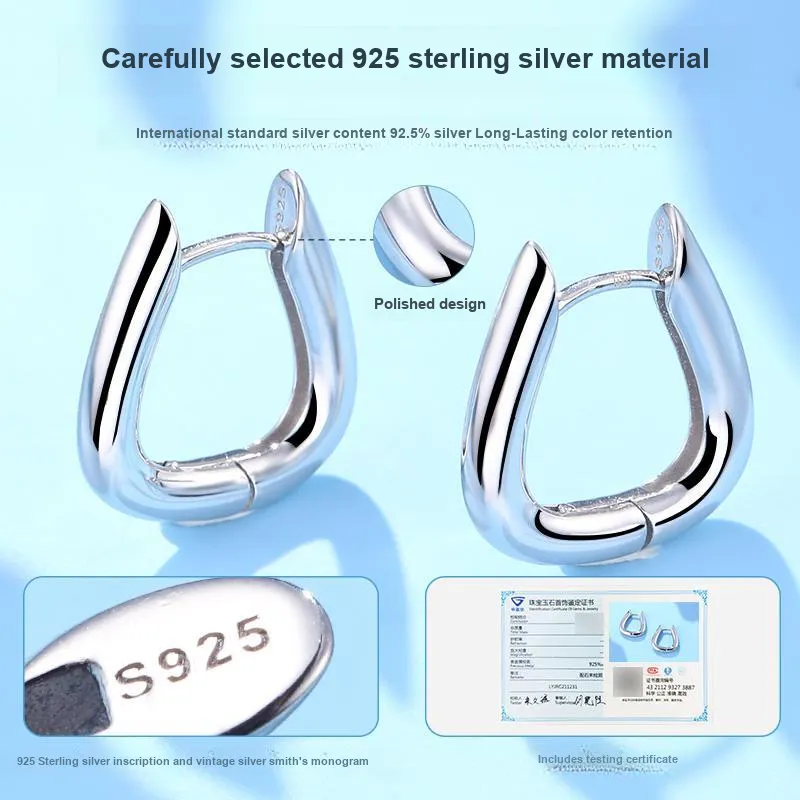 LAOYINJIANG S925 Silver Hoop Earrings Women's-4