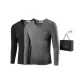 Men's V-Neck Top (Dark Heather Gray+Elegant Black) Fleece-Lined Thermal/Thickened Temperature Locking
