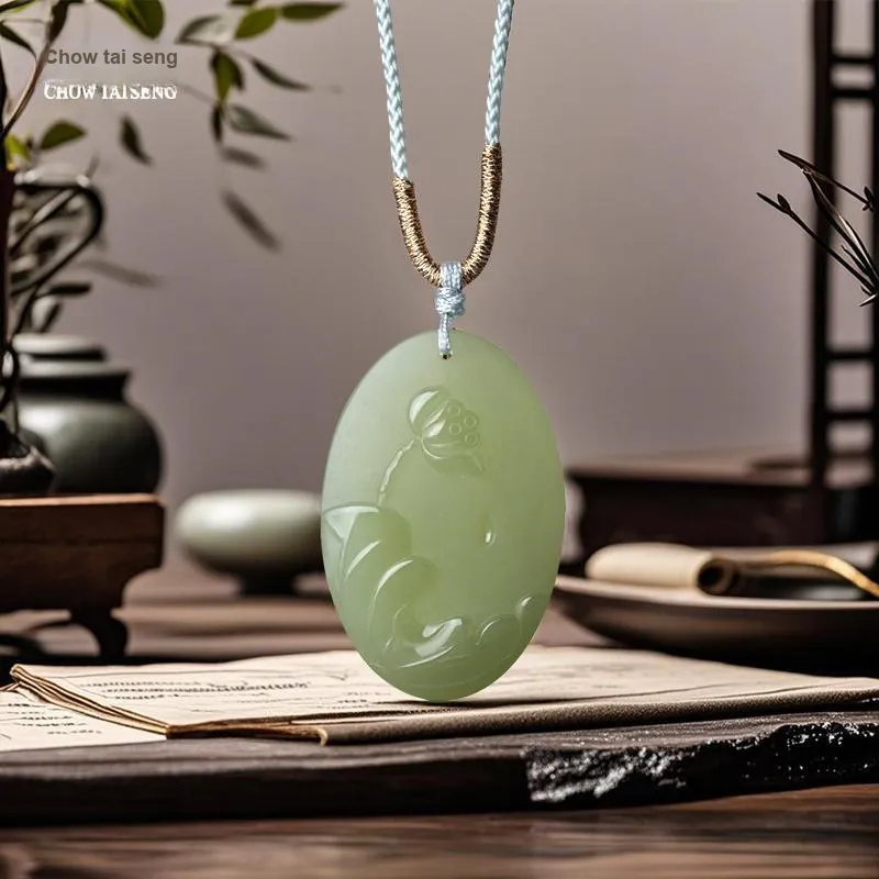CHOW TAI SENG Hetian Jade Pendants Green Jade Unisex-7