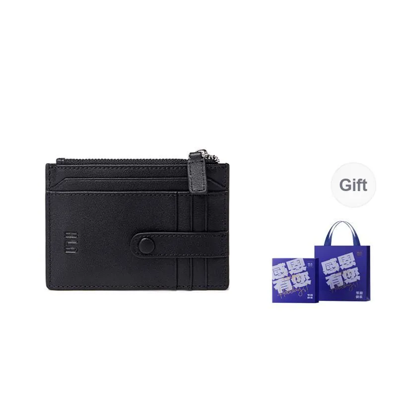 HLA Cow Leather Card Holder Wallet Regular Men's Black/Brown-2