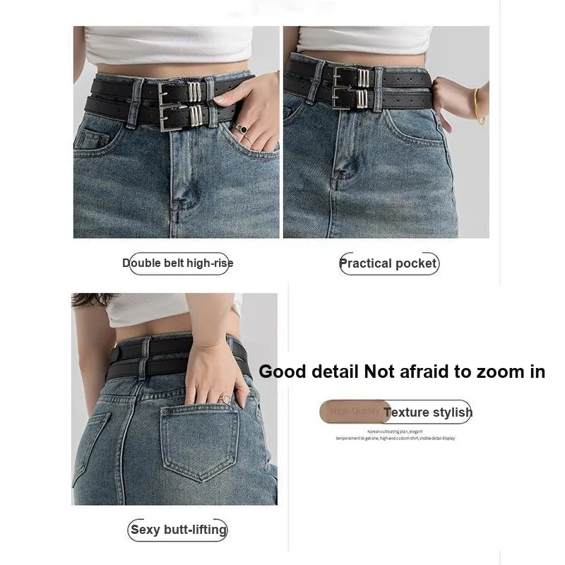 LESS BEARS Denim Short Skirts Unisex Vintage Blue-3