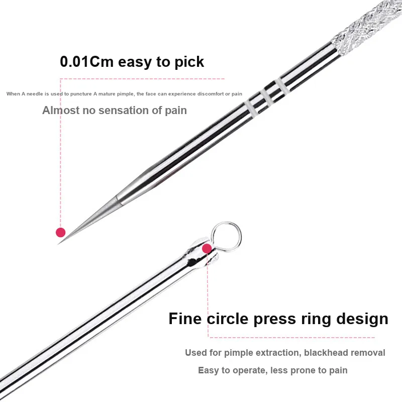 JINGLINGLONG Face Protective Tool Three-Piece Set Cellulose Nose Hair Clipper Ear Pick Acne Needle And Pimple Extractor-4
