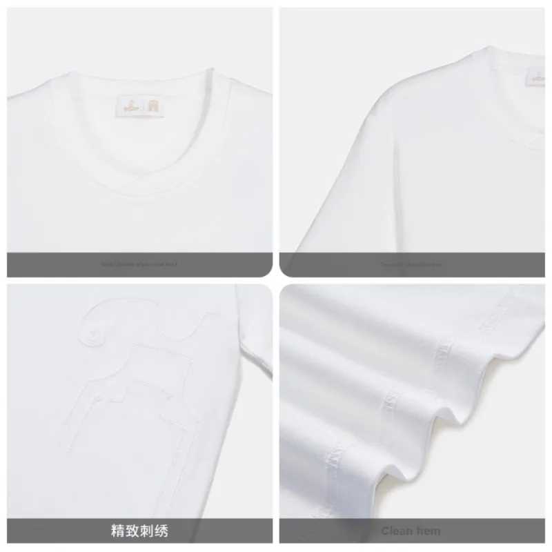 GOLDLION Yuanming Garden Series Short Sleeved T Shirts Men's White-2