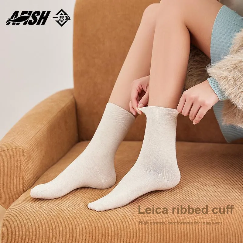 AFISH Mid Calf Socks Women's Shopping Bag 5 Pack-1