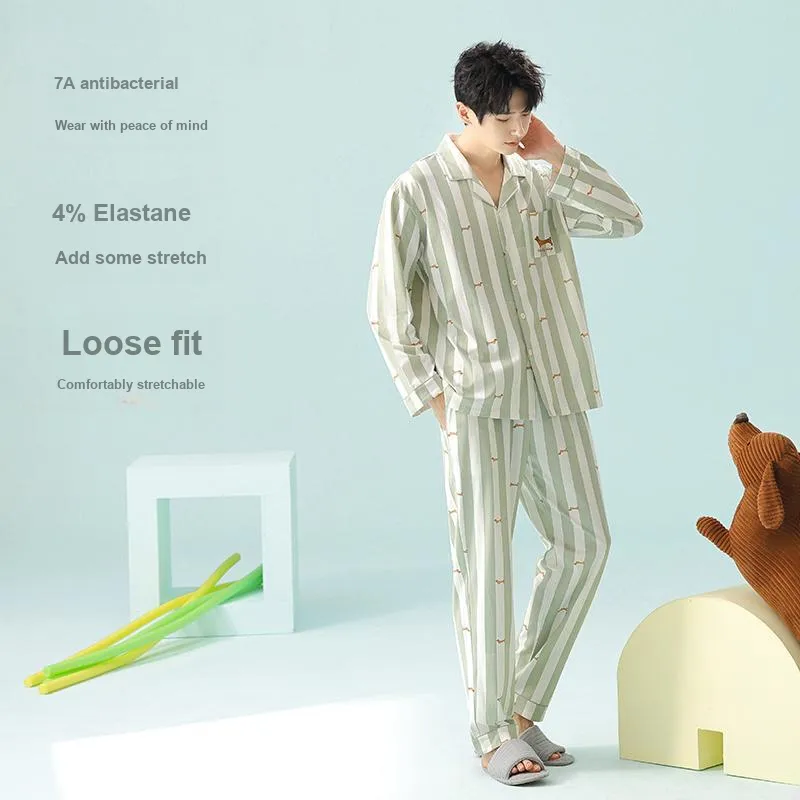 WANANNI Pajama Set Men's Light Green-2