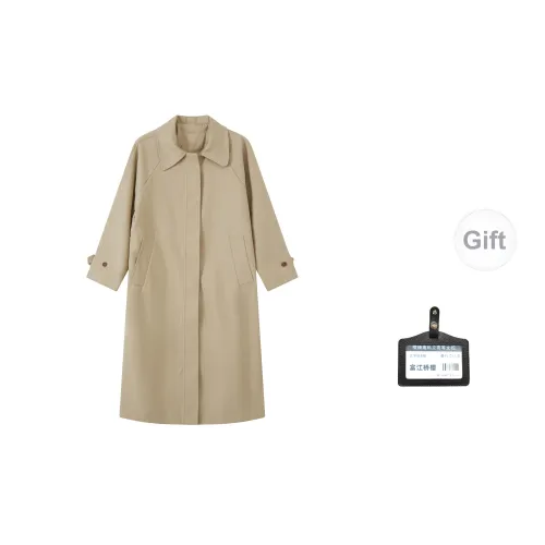 YuChaJia Trench Coats Women's Khaki