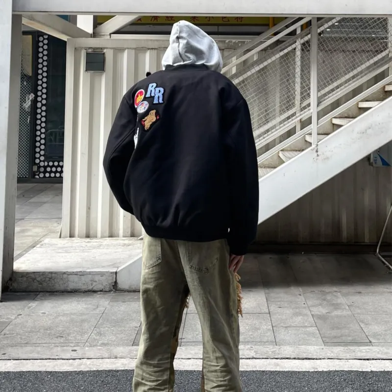 SOCKKEY Baseball Jacket Unisex Black-3