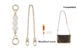 Gold-Tone Round Buckle Pearl Chain 15cm+Gold-Tone Decorative Chain 40cm[Includes Modified Accessories]