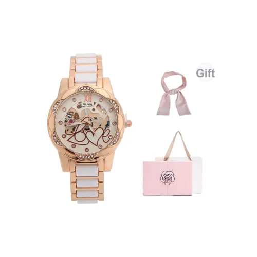 NANGL Кварцевый механизм сплав ремешок женские часы белый циферблат