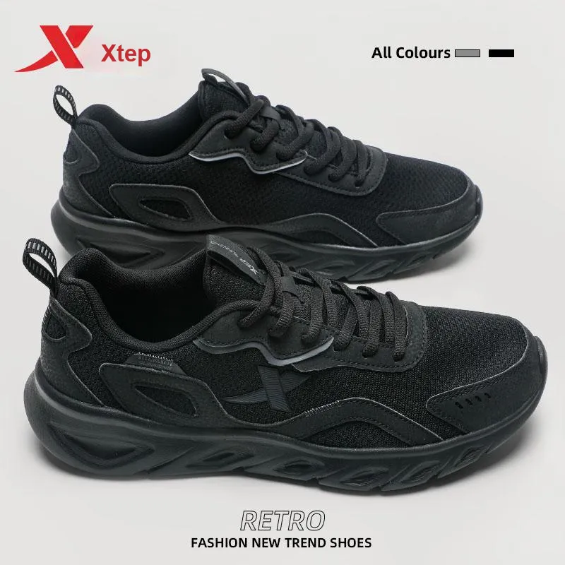 XTEP Slip Resistant Breathable Low Top Running Shoes Men's Black/Charcoal Gray-7