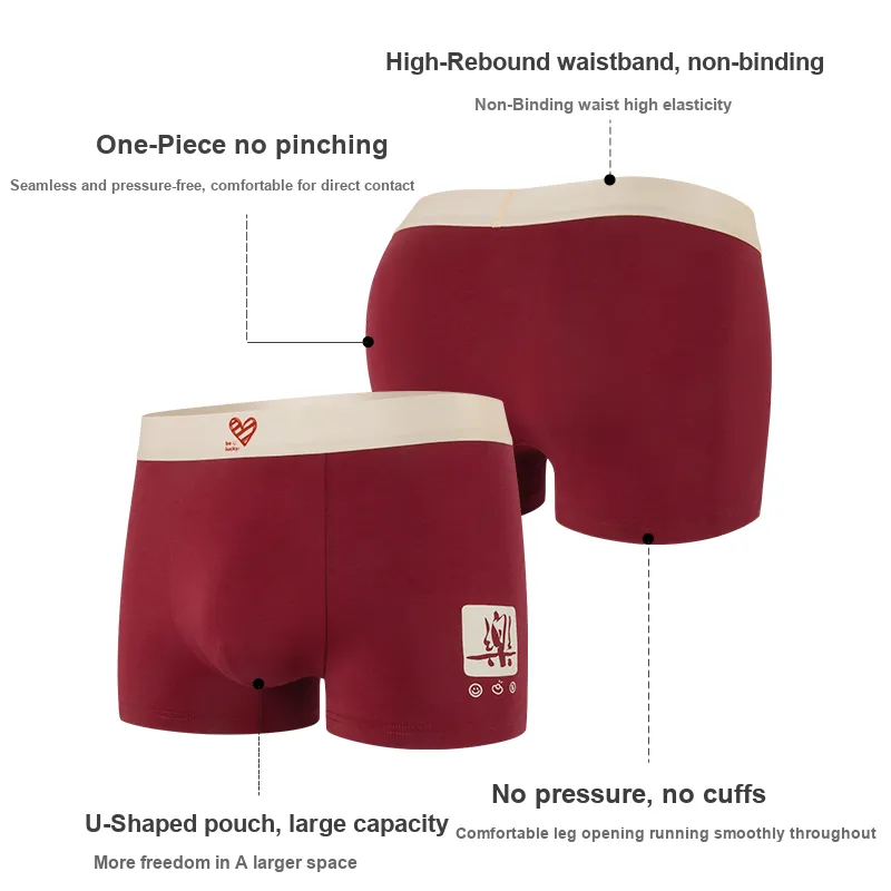 Qiao Ni Tong Underpants Men's 4 Pack Peaceful Joy-4