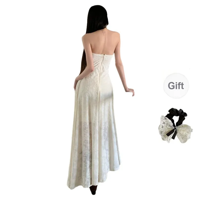 PAVEA Sleeveless Dress Women's Beige+Hair Tie Comes With-1