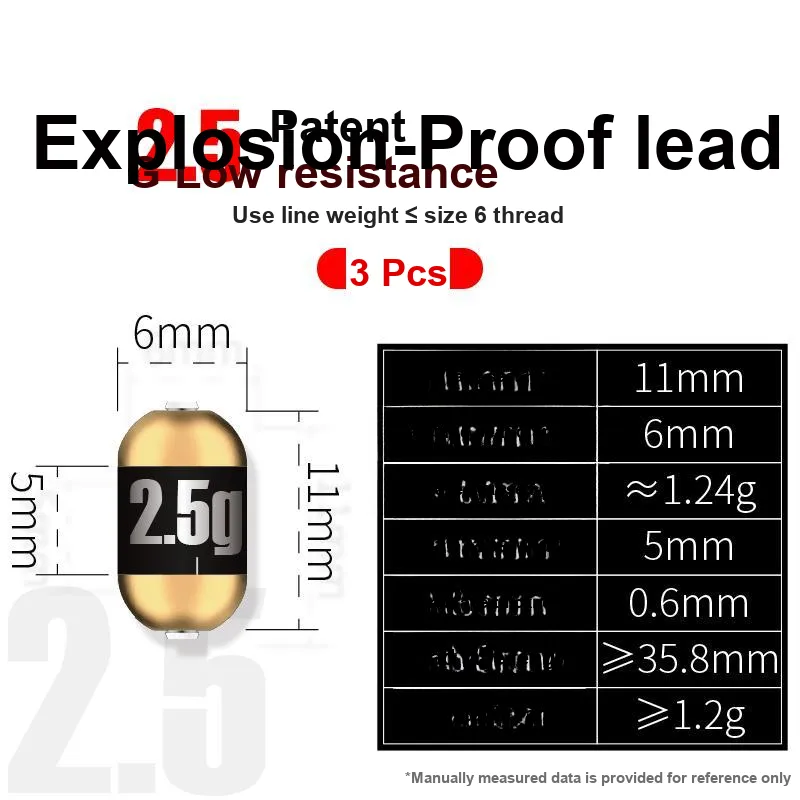 Jiadiaoni Lead Tape Fishing Reducing Water Resistance High Purity Electrolytic Lead+Copper 2.5g 3 Pcs-6