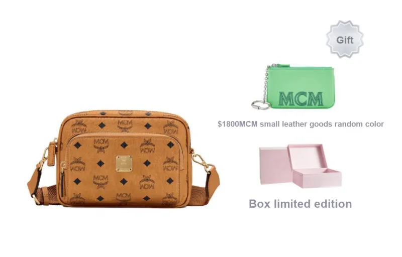 MCM Aren Small Canvas Crossbody Bag Cognac-4
