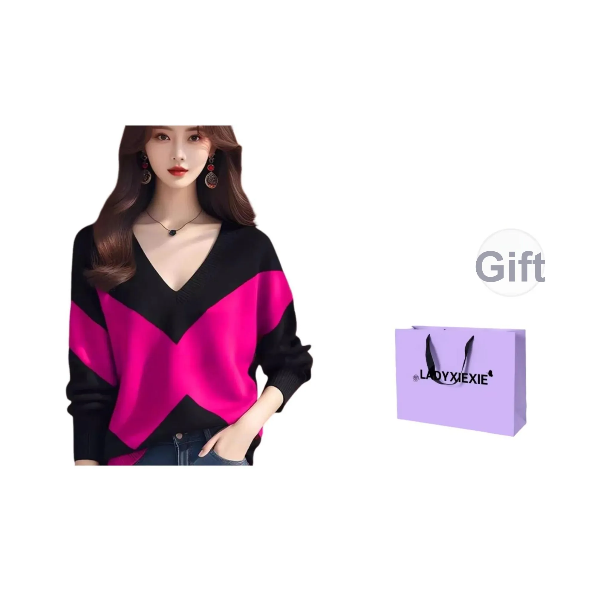 LADYXIEXIE Розовый Красный Женский Трикотаж