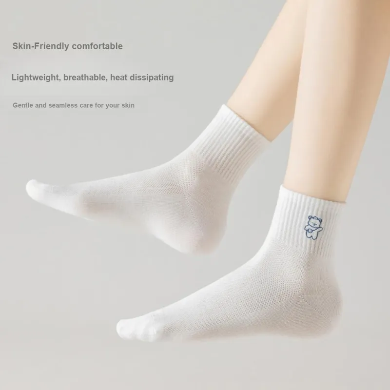Ordifen Ankle Socks Women's 5 Pack White-5
