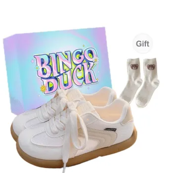 BINGO DUCK Slip Resistant And Breathable Low Top Skateboard Shoes Women's Ecru