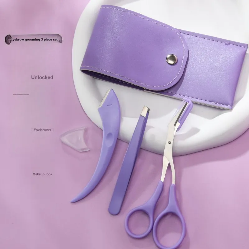 JIANYINGSHU Eyebrow Razor With Brow Comb, Scissors, And Tweezers Set For Women's-1