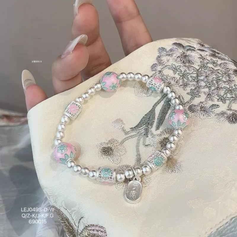 Silver Arashi Sterling Silver Beaded Bracelet 999 Fine Silver Women's-2