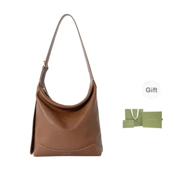 VANESSA HOGAN Top Grain Vegetable Tanned Cow Leather Shoulder Bag Large Size Women's Cocoa Red Brown