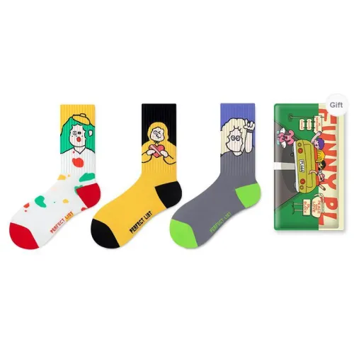 PL Mid Calf Socks Unisex Shopping Bag 3 Pack Mixed Color