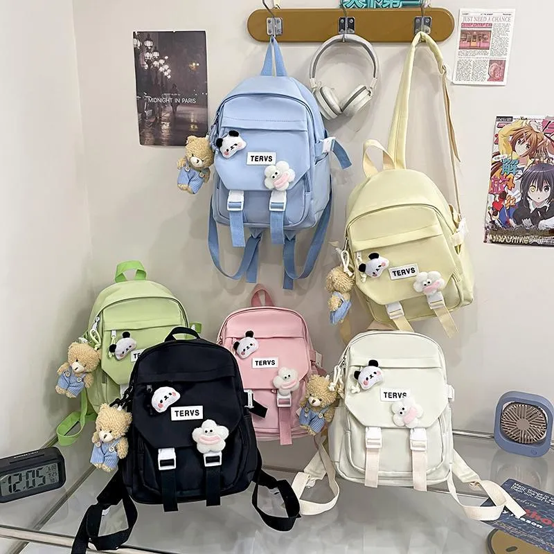 URBAN FOREST Nylon Backpack Unisex White/Black/Yellow/Green/Blue/Pink-22