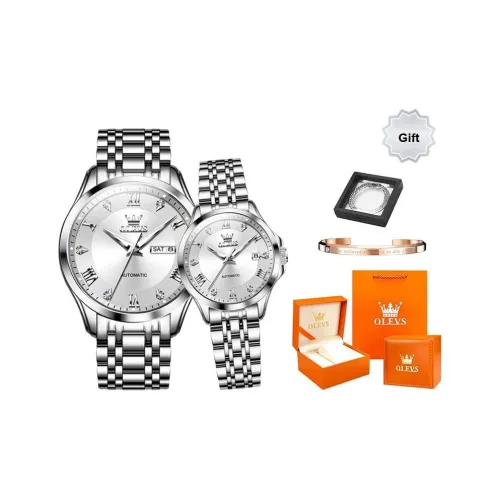 OLEVS Minimalist Series Романтическая Коробка Механические Механизм Часы Нержавеющая Сталь Ремешок Часы Унисекс Белый Циферблат